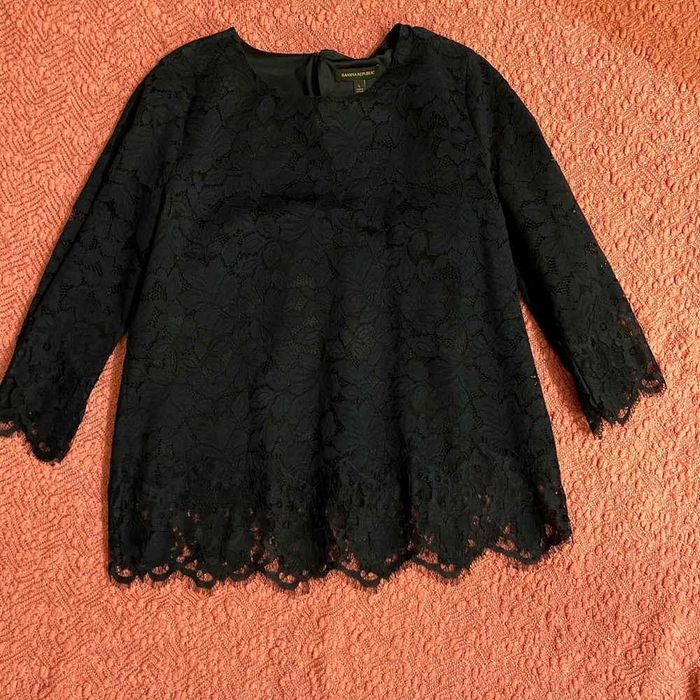 Banana Republic Dark Blue Lace Top